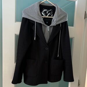 Sebby Women’s Hooded Peacoat Black/Gray (XL)